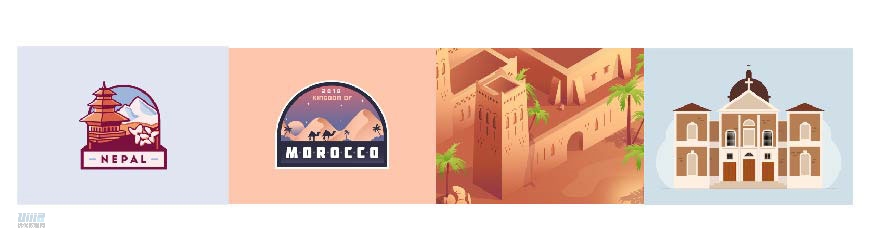 AI教程！教你绘制摩洛哥场景小插画