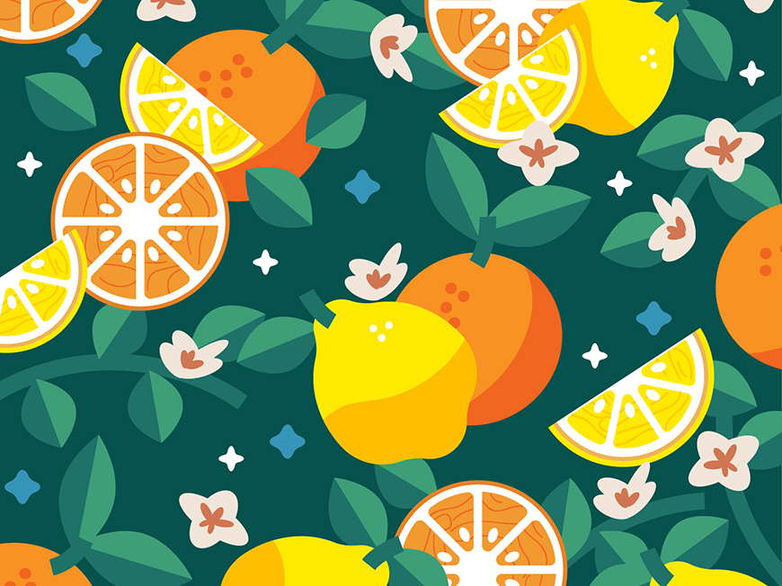 AI教程！学习绘制夏日水果主题矢量插画卡通壁纸