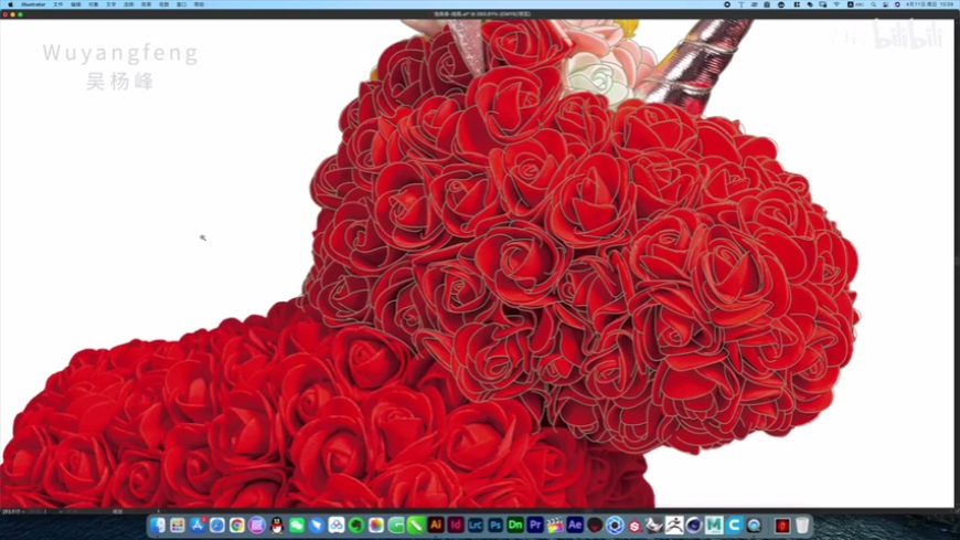 AI教程！教你绘制浪漫玫瑰线条插画！