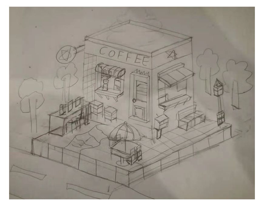 AI教程！教你绘制等距视角风格可爱咖啡厅！