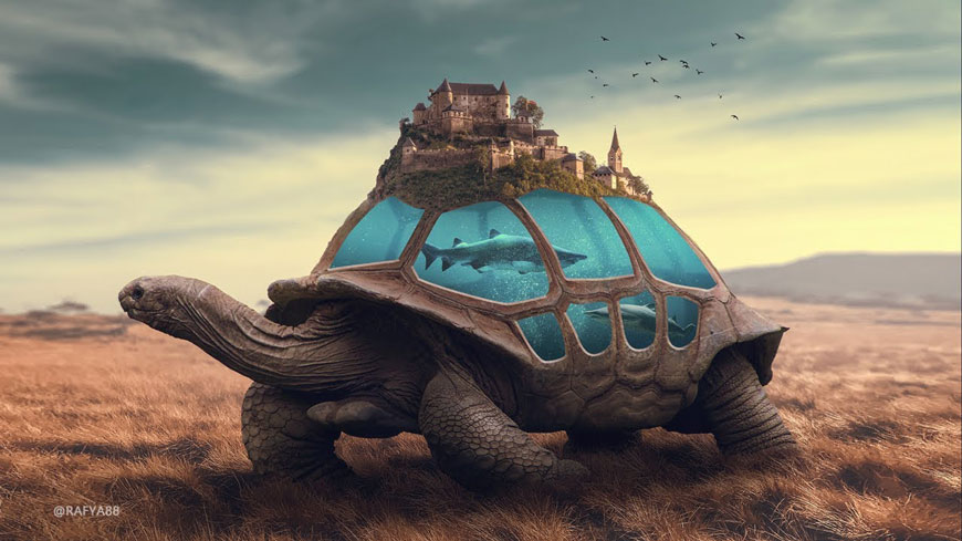 PS合成！乌龟背上的童话世界！（含素材图片下载）