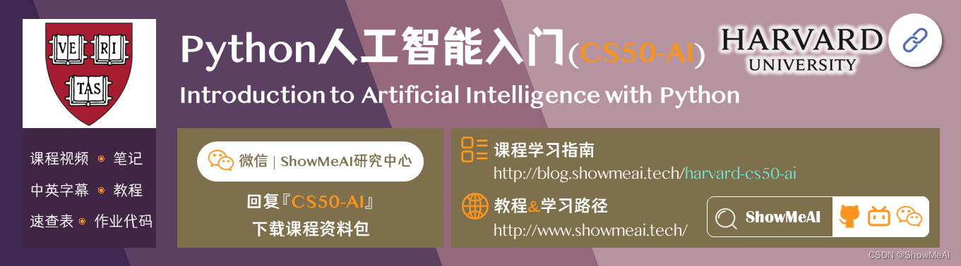 CS50; Introduction to Artificial Intelligence with Python; Python人工智能入门